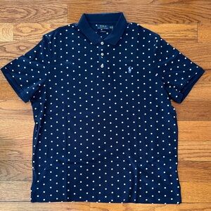 Polo by Ralph Lauren Navy and White Polka Dot Polo Shirt